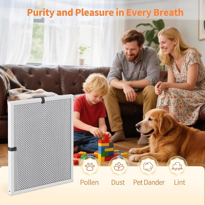 2-Pack 20x24x1 MERV 8 Reusable & Washable Electrostatic Air Filters - Long-Lasting Filter for HVAC