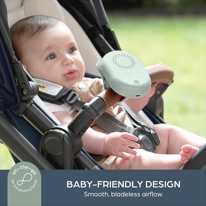 Breezz-to-Go USB Rechargeable Bladless Baby Fan with Swivel Strap – Portable Cooling for Strollers, Car Seats &, alternate
