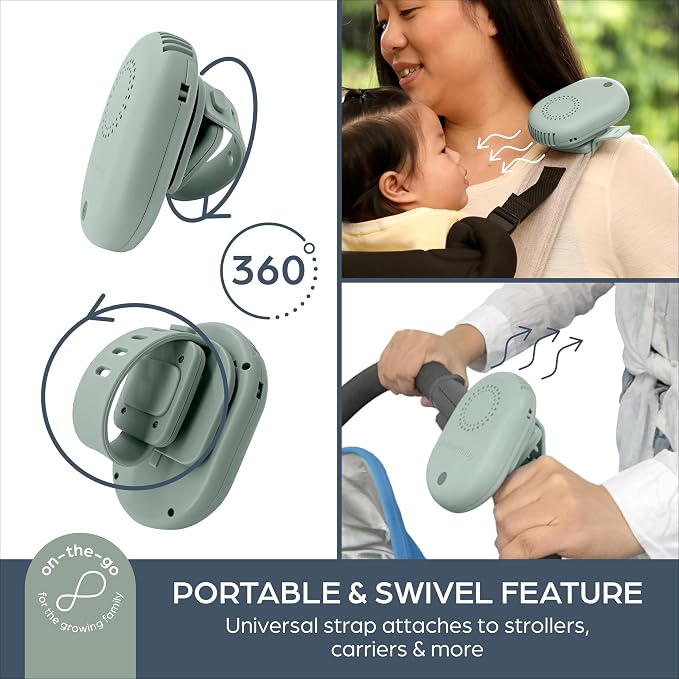 Breezz-to-Go USB Rechargeable Bladless Baby Fan with Swivel Strap – Portable Cooling for Strollers, Car Seats &, alternate