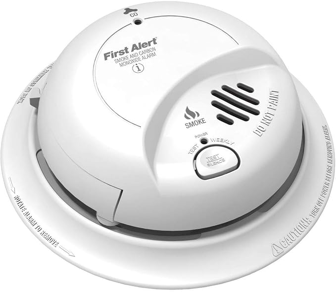 BRK SC9120FF Hardwired Smoke and Carbon Monoxide (CO) Detector with Battery Backup, 1 pack, White in White.