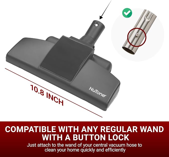 CT150B Floor/Rug Vacuum Tool – Central Vacuum Accessories, 10.8-Inch Wide, Multi-Surface Design, Front & Rear