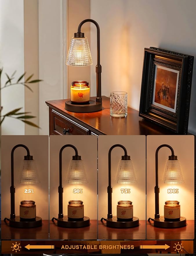 Brown Candle Warmer Lamp with Timer, Dimmable Candle Warmer for Jar Candles, Height Adjustable Wax Melts Warmer, alternate