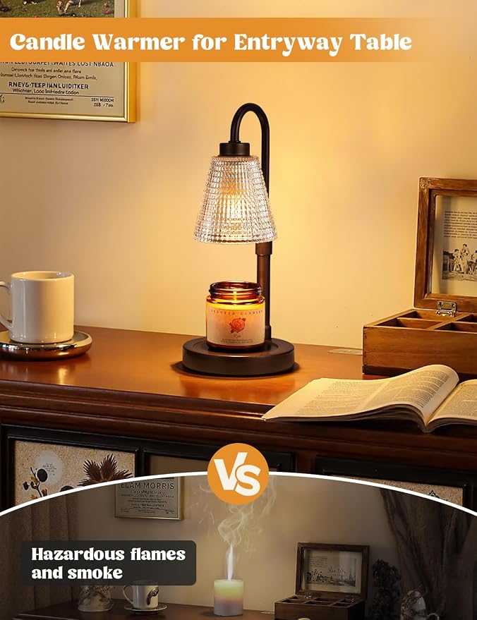 Brown Candle Warmer Lamp with Timer, Dimmable Candle Warmer for Jar Candles, Height Adjustable Wax Melts Warmer, alternate