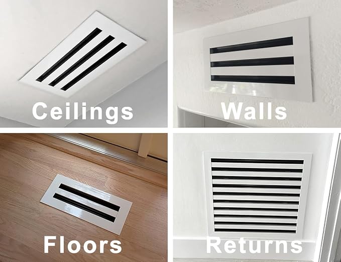 BUILDMART - 16x6 White Modern AC Vent Cover - Decorative Air Vent - Standard Linear Slot Diffuser - Register Grille for