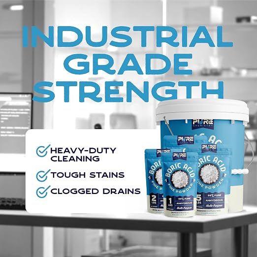 Bulk Boric Acid, 99.9% Pure, Laundry Stain Remover and Deodorizer, Kitchen, Household, Industrial Strength Commercial