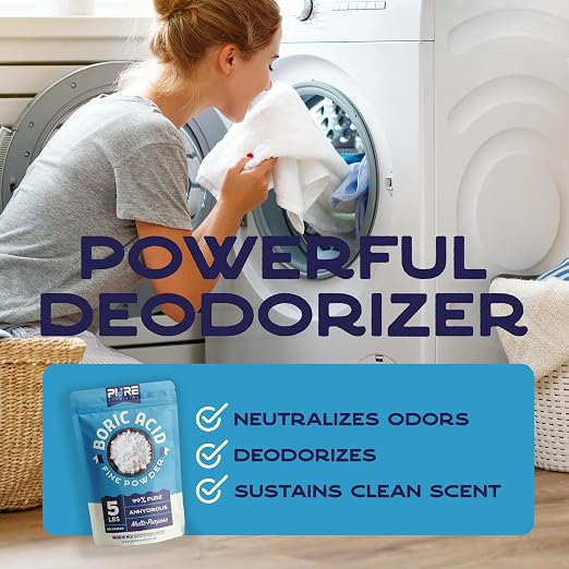 Bulk Boric Acid, 99.9% Pure, Laundry Stain Remover and Deodorizer, Kitchen, Household, Industrial Strength Commercial