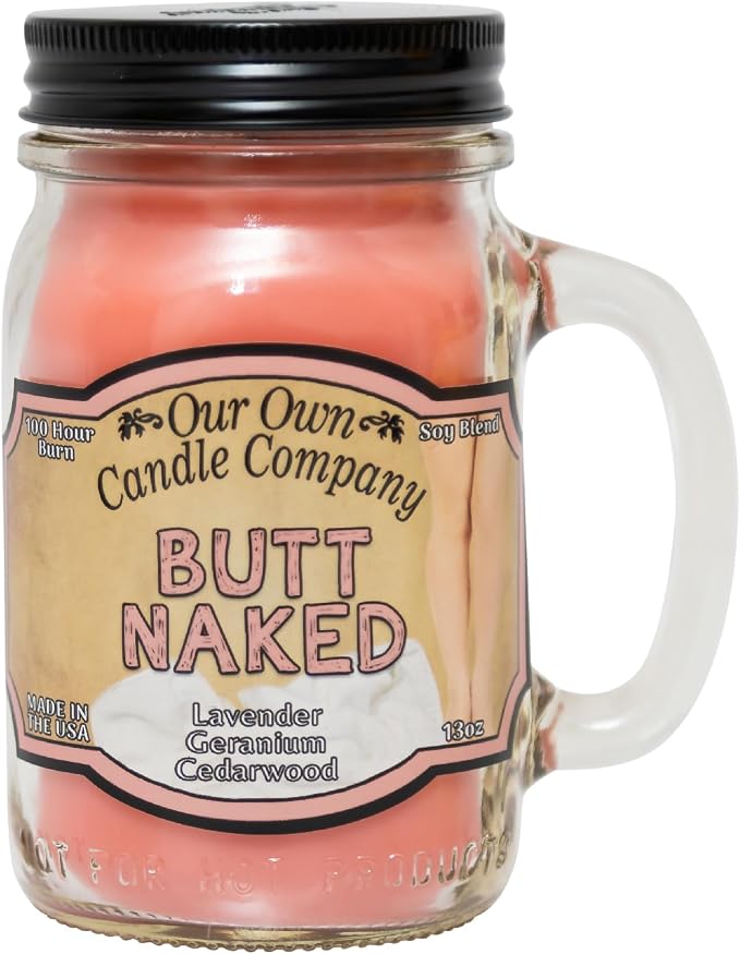 Butt Naked Scented Mason Jar Candle, 100 Hour Burn Time, 13 Ounces, product image