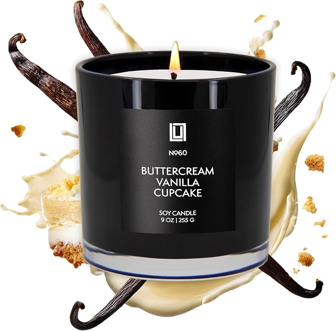 | Buttercream Vanilla Cupcake | Luxury Scented Soy Jar Candle | Hand Poured in The USA | Highly Scented & Long, product image