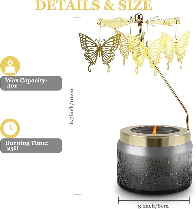 Butterfly Gifts for Women, Rotatable Candle Gifts, Vanilla Cream Scented Candles Anniversary Christmas Thanksgiving, Unique