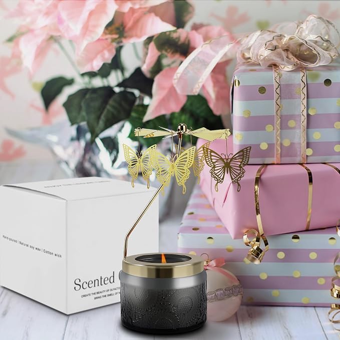 Butterfly Gifts for Women, Rotatable Candle Gifts, Vanilla Cream Scented Candles Anniversary Christmas Thanksgiving, Unique