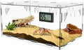 Acrylic Reptile Breeding Box Terrarium Cage Tank, 11.8"x7.9"x5.9", with Temperature Hygrometer, for Small Reptiles