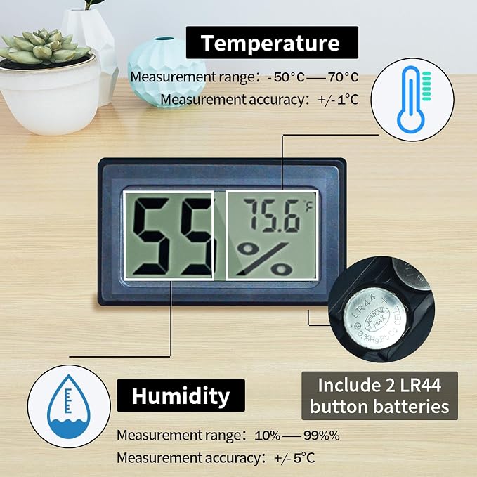Acrylic Reptile Breeding Box Terrarium Cage Tank, 11.8"x7.9"x5.9", with Temperature Hygrometer, for Small Reptiles