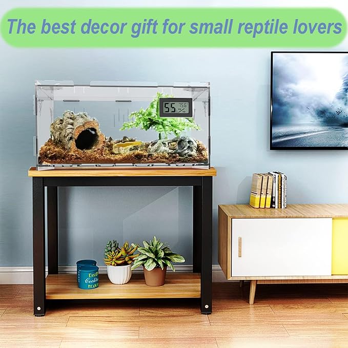 Acrylic Reptile Breeding Box Terrarium Cage Tank, 11.8"x7.9"x5.9", with Temperature Hygrometer, for Small Reptiles