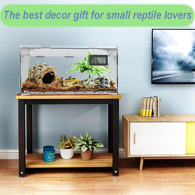 Reptile Terrariums, with Temperature Hygrometer, 15.7"x9.9"x7.1"Acrylic Reptile Breeding Box Terrarium Cage Tank for