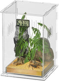 Reptile Terrariums, with Temperature Hygrometer, 7.1"x7.1"x11.8" Acrylic Reptiles Breeding Box Terrarium Cage Tank for