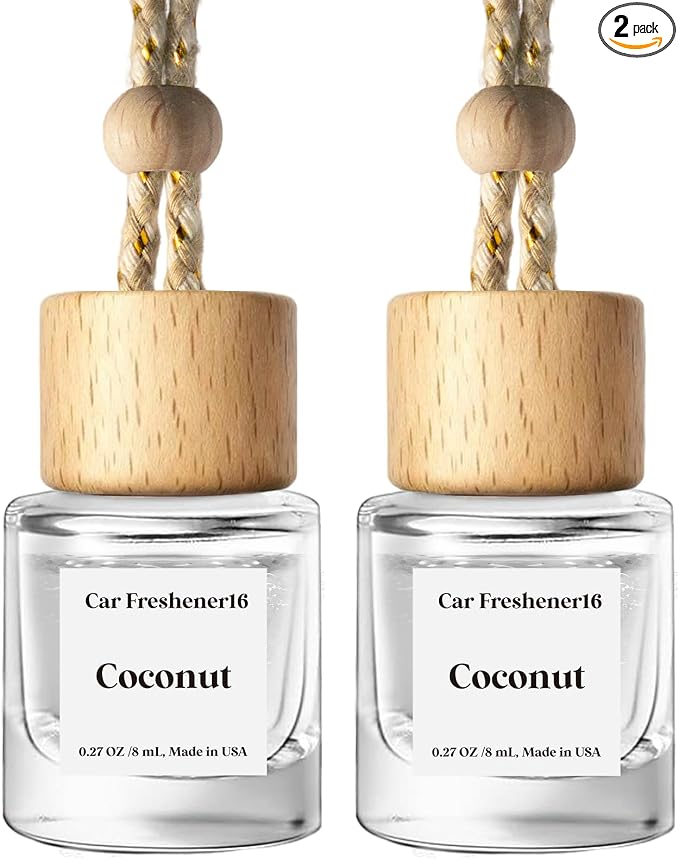 C Classy Car Air Freshener Hanging 2 Pack, Coconut Essential Oil Diffuser for Cars, Long-Lasting Fragrance, Cute Car