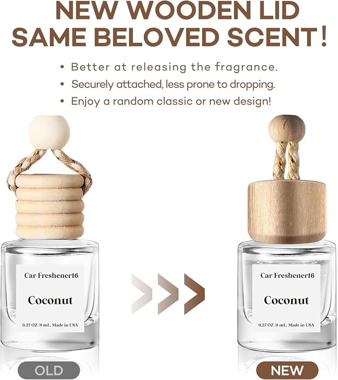 C Classy Car Air Freshener Hanging 2 Pack, Coconut Essential Oil Diffuser for Cars, Long-Lasting Fragrance, Cute Car