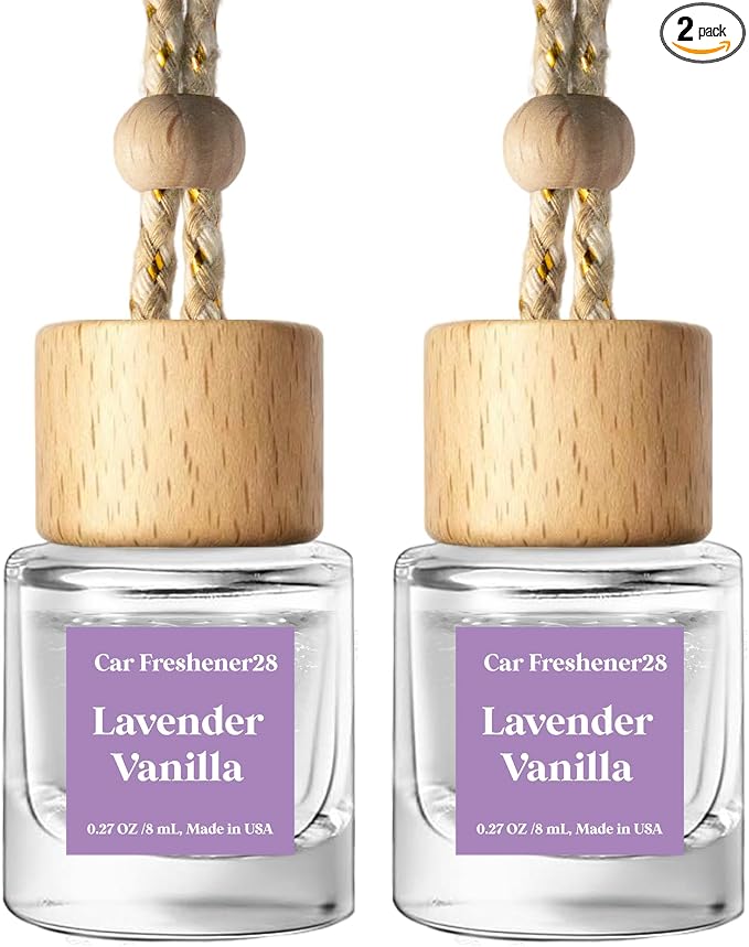 C Classy Car Air Freshener Hanging 2 Pack, Lavender Vanilla Essential Oil Diffuser for C ar, Cute Air Freshener, Long-Lasting