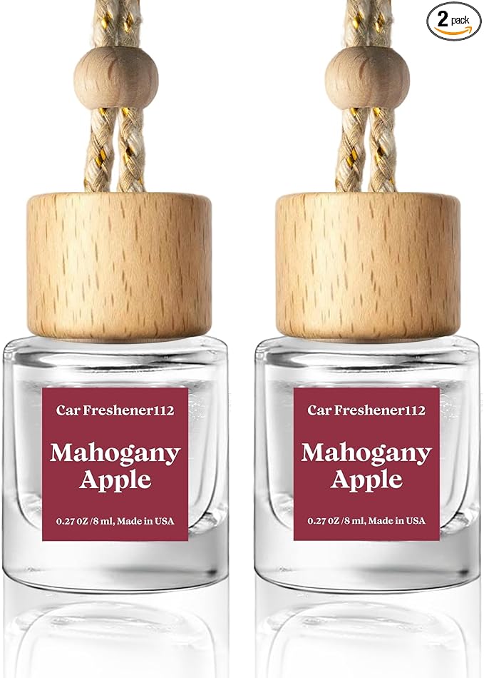 C Classy Car Air Freshener Hanging 2 Pack, Mahogany Apple Essential Oil Diffuser for Cars, Long-Lasting Fragrance, Cute Car