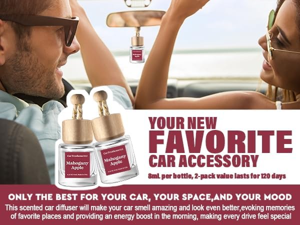 C Classy Car Air Freshener Hanging 2 Pack, Mahogany Apple Essential Oil Diffuser for Cars, Long-Lasting Fragrance, Cute Car
