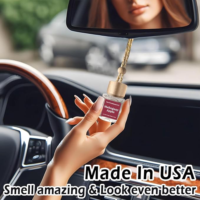 C Classy Car Air Freshener Hanging 2 Pack, Mahogany Apple Essential Oil Diffuser for Cars, Long-Lasting Fragrance, Cute Car