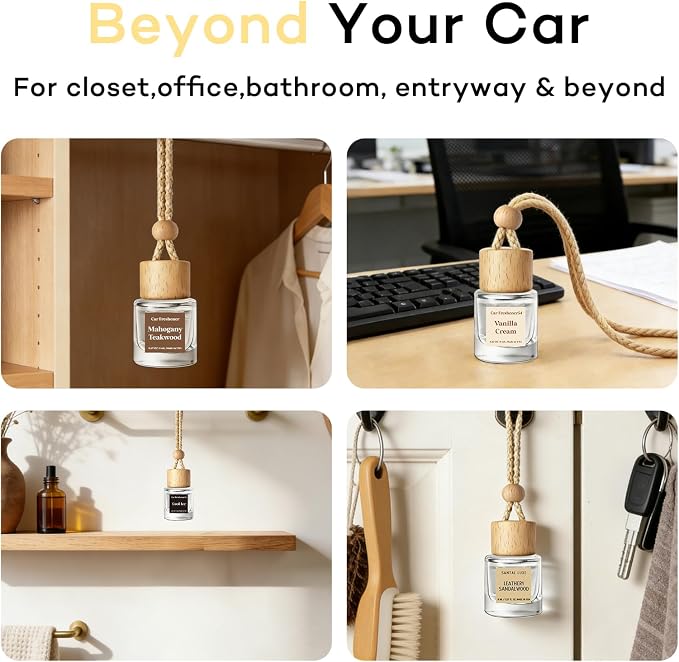 C Classy Car Air Freshener Hanging 2 Pack, Mahogany Apple Essential Oil Diffuser for Cars, Long-Lasting Fragrance, Cute Car