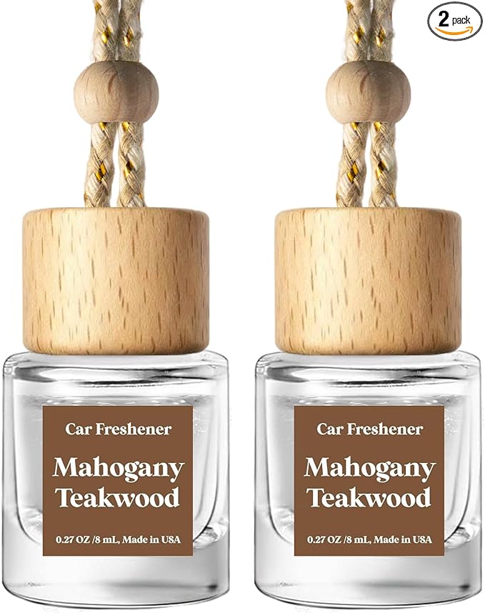 C Classy Car Air Freshener Hanging 2 Pack, Mahogany Teakwood Essential Oil Diffuser for Cars, product image