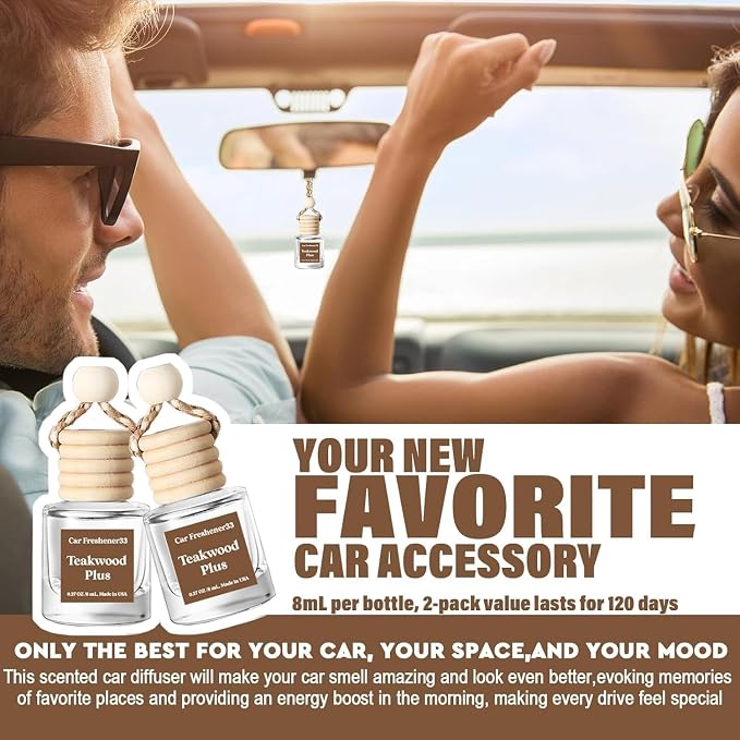 C Classy Car Air Freshener Hanging 2 Pack, Mahogany Teakwood Essential Oil Diffuser for Cars, alternate product view 3