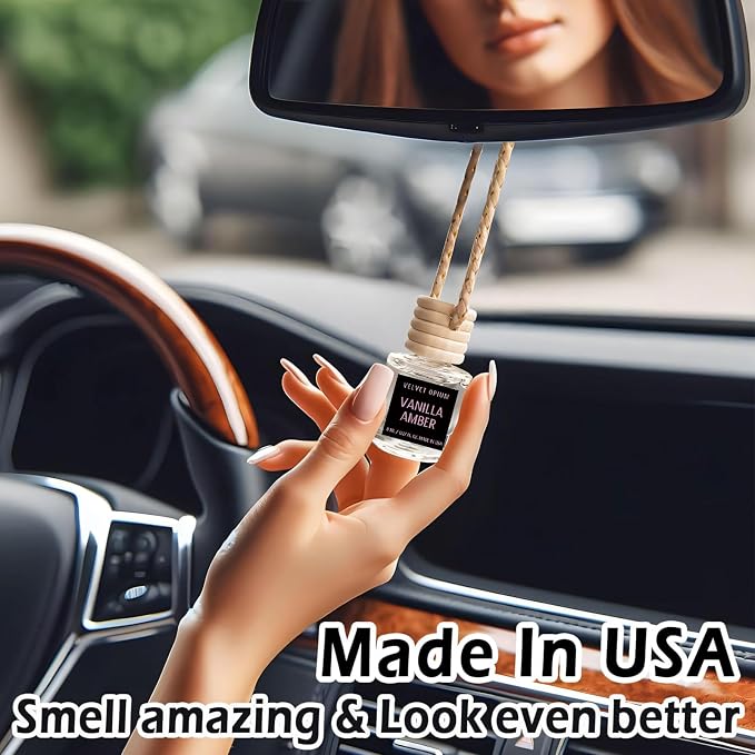 C Classy Car Air Freshener Hanging 2 Pack, Vanilla Amber Essential Oil Diffuser for Cars, Long-Lasting Fragrance, Cute Car