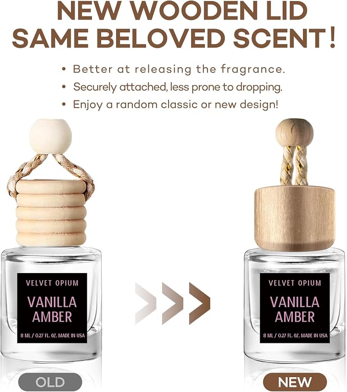 C Classy Car Air Freshener Hanging 2 Pack, Vanilla Amber Essential Oil Diffuser for Cars, Long-Lasting Fragrance, Cute Car