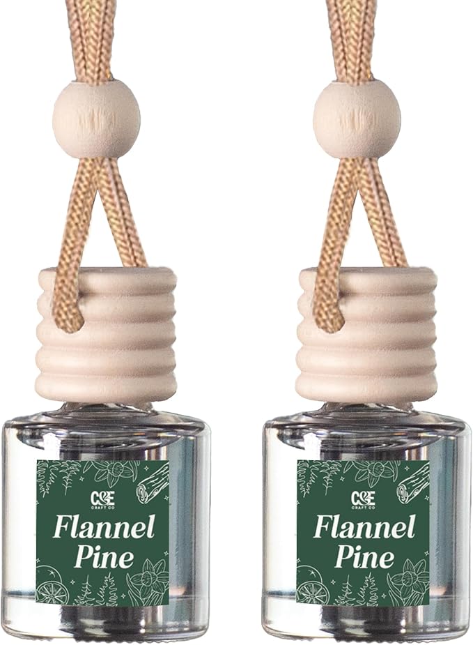 C&E Craft Co Hanging Car Air Freshener Diffuser 2 Pack, Long Lasting Fragrance Oil Car Freshener, Glass Bottle Auto Air