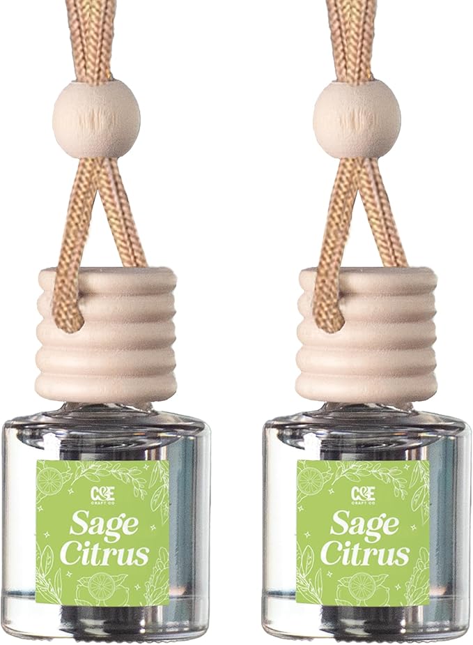 C&E Craft Co Hanging Car Air Freshener Diffuser 2 Pack, Long Lasting Fragrance Oil Car Freshener, Glass Bottle Auto Air