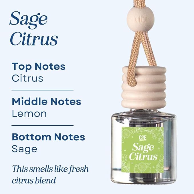 C&E Craft Co Hanging Car Air Freshener Diffuser 2 Pack, Long Lasting Fragrance Oil Car Freshener, Glass Bottle Auto Air