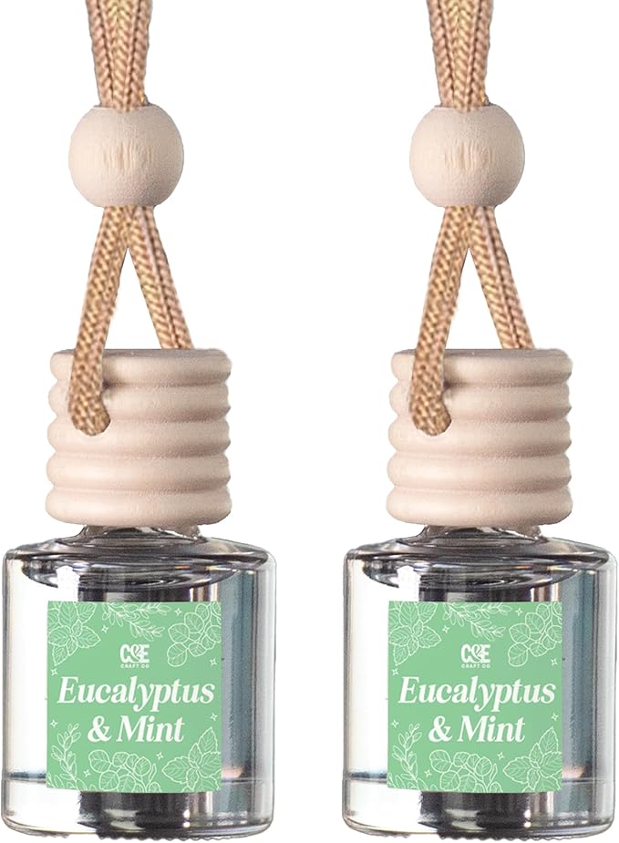 C&E Craft Co Hanging Car Air Freshener Diffuser 2 Pack, Long Lasting Fragrance Oil Car Freshener, Glass Bottle Auto Air