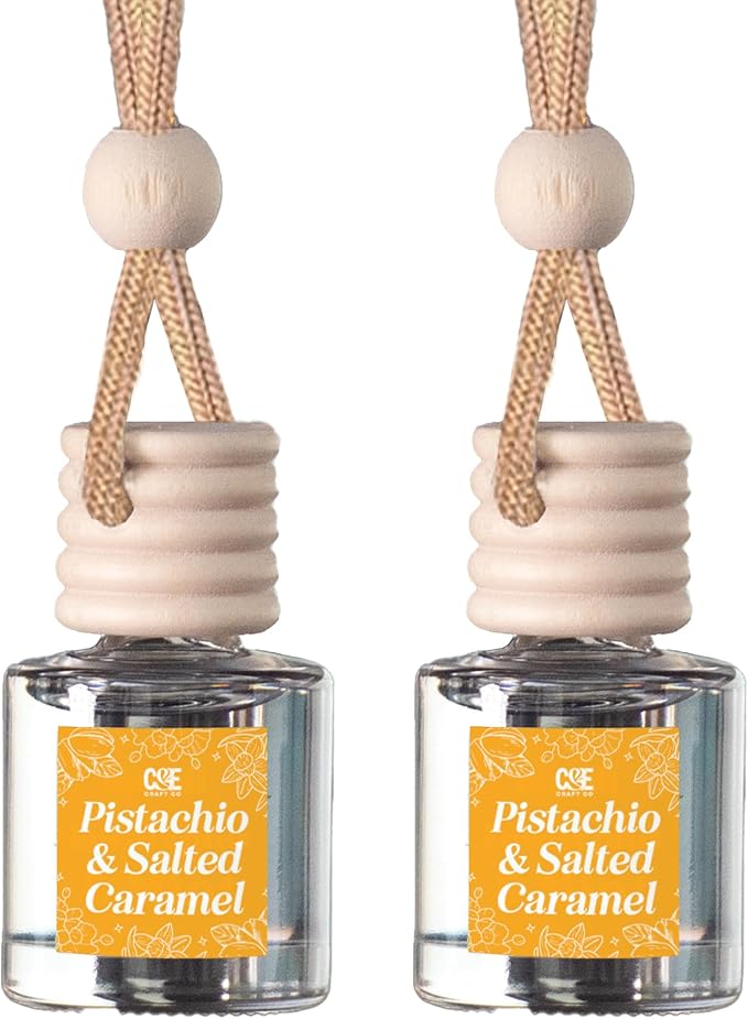 C&E Craft Co Hanging Car Air Freshener Diffuser 2 Pack, Long Lasting Fragrance Oil Car Freshener, Glass Bottle Auto Air