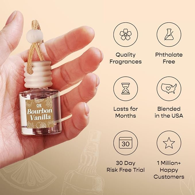 C&E Craft Co Hanging Car Air Freshener Diffuser 2 Pack, Long Lasting Fragrance Oil Car Freshener, Glass Bottle Auto Air