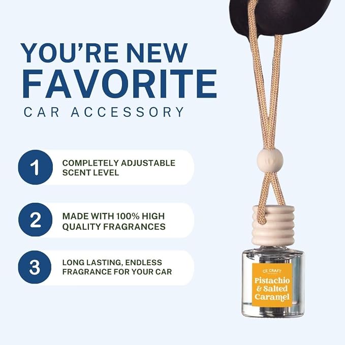 C&E Craft Co Hanging Car Air Freshener Diffuser 2 Pack, Long Lasting Fragrance Oil Car Freshener, Glass Bottle Auto Air