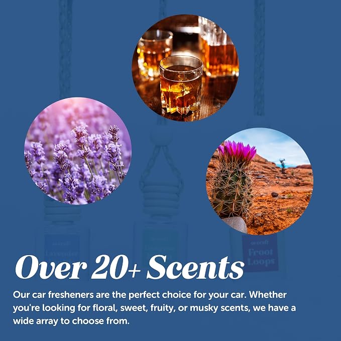 C&E Craft Co Hanging Car Air Freshener Diffuser 2 Pack, Long Lasting Fragrance Oil Car Freshener, Glass Bottle Auto Air