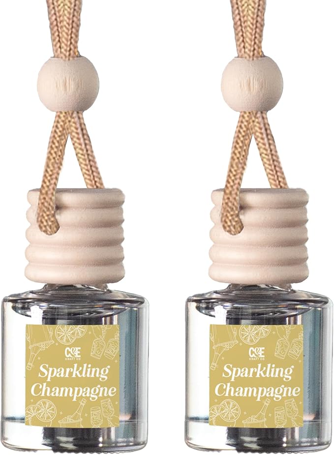 C&E Craft Co Hanging Car Air Freshener Diffuser 2 Pack, Long Lasting Fragrance Oil Car Freshener, Glass Bottle Auto Air