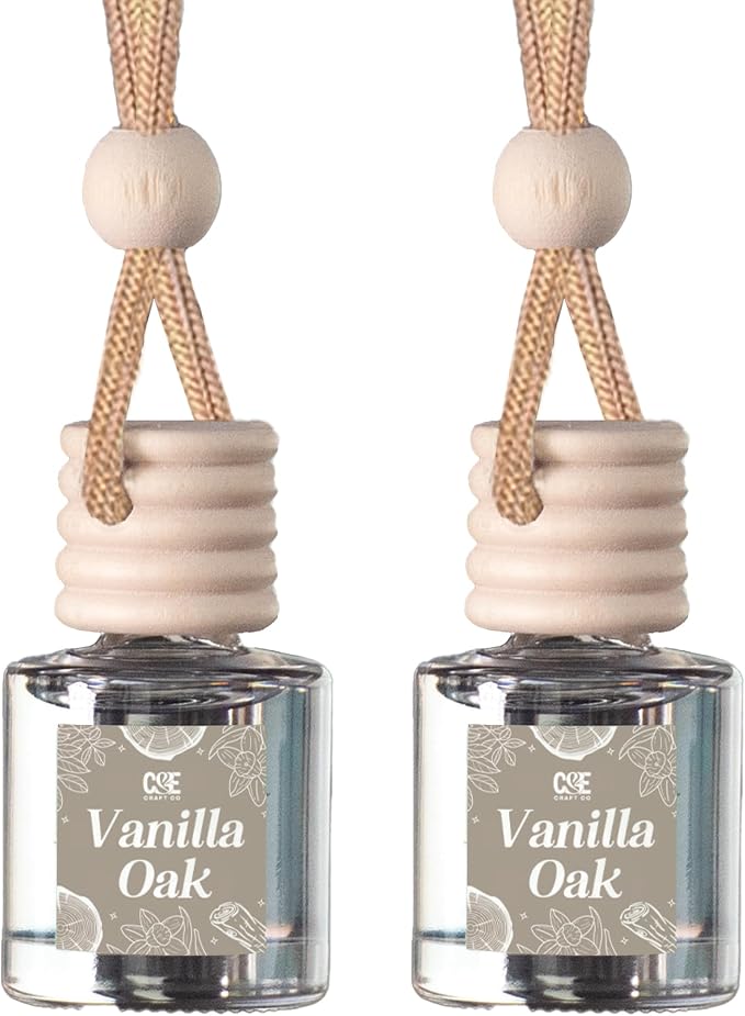 C&E Craft Co Hanging Car Air Freshener Diffuser 2 Pack, Long Lasting Fragrance Oil Car Freshener, Glass Bottle Auto Air