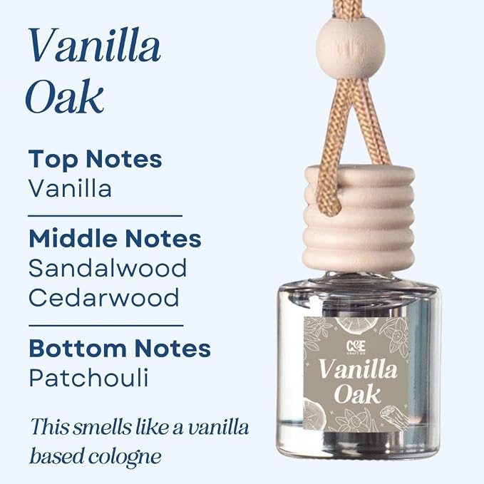 C&E Craft Co Hanging Car Air Freshener Diffuser 2 Pack, Long Lasting Fragrance Oil Car Freshener, Glass Bottle Auto Air