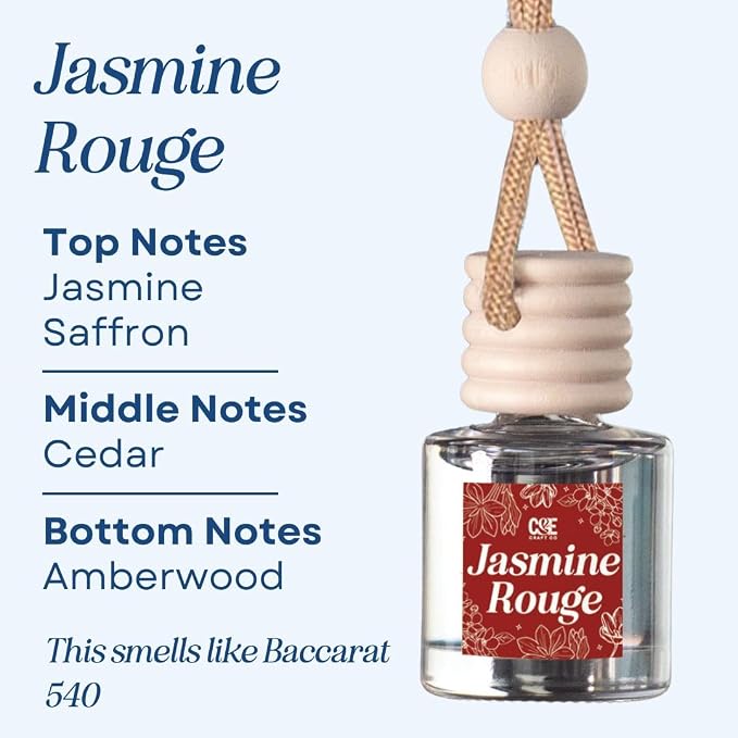 C&E Craft Co Hanging Car Air Freshener Diffuser 2 Pack, Long Lasting Fragrance Oil Car Freshener, Glass Bottle Auto Air