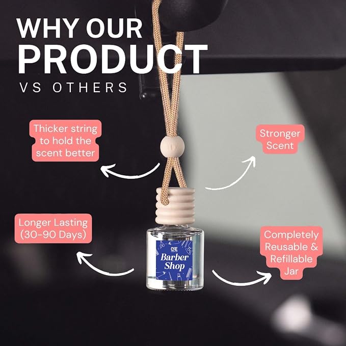 C&E Craft Co Hanging Car Air Freshener Diffuser 2 Pack, Long Lasting Fragrance Oil Car Freshener, Glass Bottle Auto Air