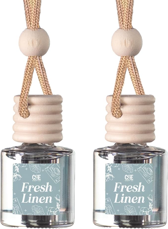 C&E Craft Co Hanging Car Air Freshener Diffuser 2 Pack, Long Lasting Fragrance Oil Car Freshener, Glass Bottle Auto Air