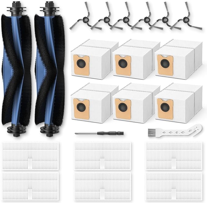 C10 Accessories for C10 Robot Vacuum, 22 Pack Replacement Parts Include: 2* Main Rolling Brush, 6* Washable Filter, 6*
