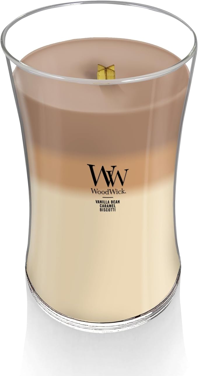 Café Sweets Trilogy Holiday Candle Gifts for Women and Men,21.5 oz Large Hourglass Trilogy Candle with Crackling Wick,(Pack