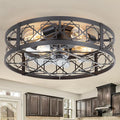 Caged Ceiling Fan with Light, 20" Ceiling Fan with Lights and Remote Flush Mount, Bladeless Caged Ceiling Fans with Lights