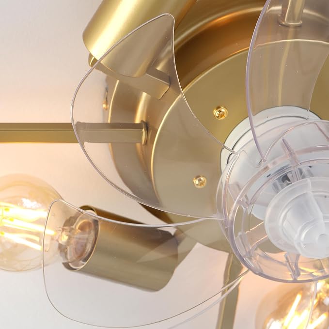 Caged Ceiling Fan with Light,20" Ceiling Fans with Lights and Remote,Bladeless Fandelier Small Low Profile Ceiling Fan Light