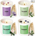 Calm Candles Set for Women - 4 Pack Candles for Home Scented, 28 oz 200 Hour Burn, Aromatherapy Candle with Crystals, product