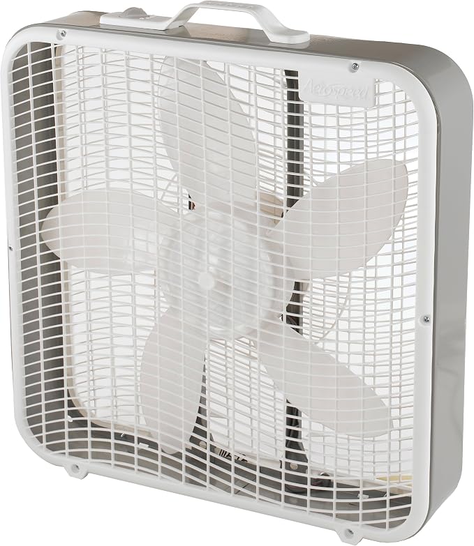 Camair Aerospeed 20-Inch 3-Speed Premium Box Fan with Energy Efficient Design and Carrying Handle, Light Gray, product image